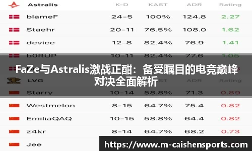 FaZe与Astralis激战正酣：备受瞩目的电竞巅峰对决全面解析